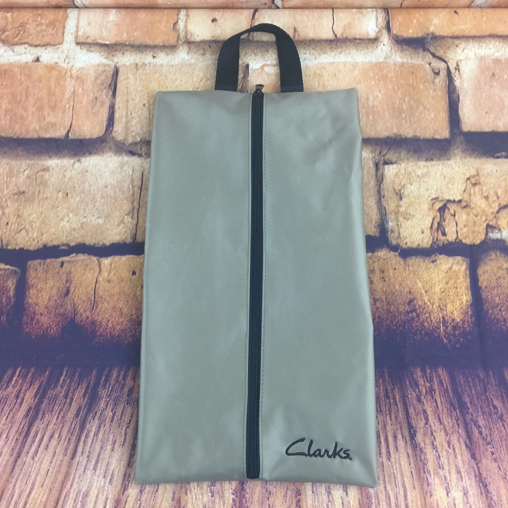 🌸Clarks Travel Shoe Bag Khaki Nylon  Zipper H4